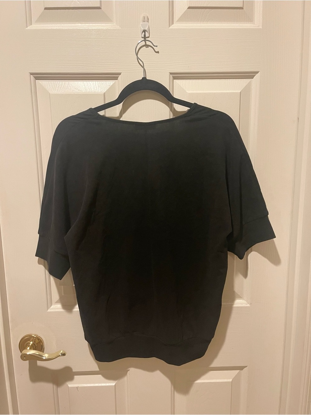 Women's Black Short-Sleeve Crew Sweatshirt